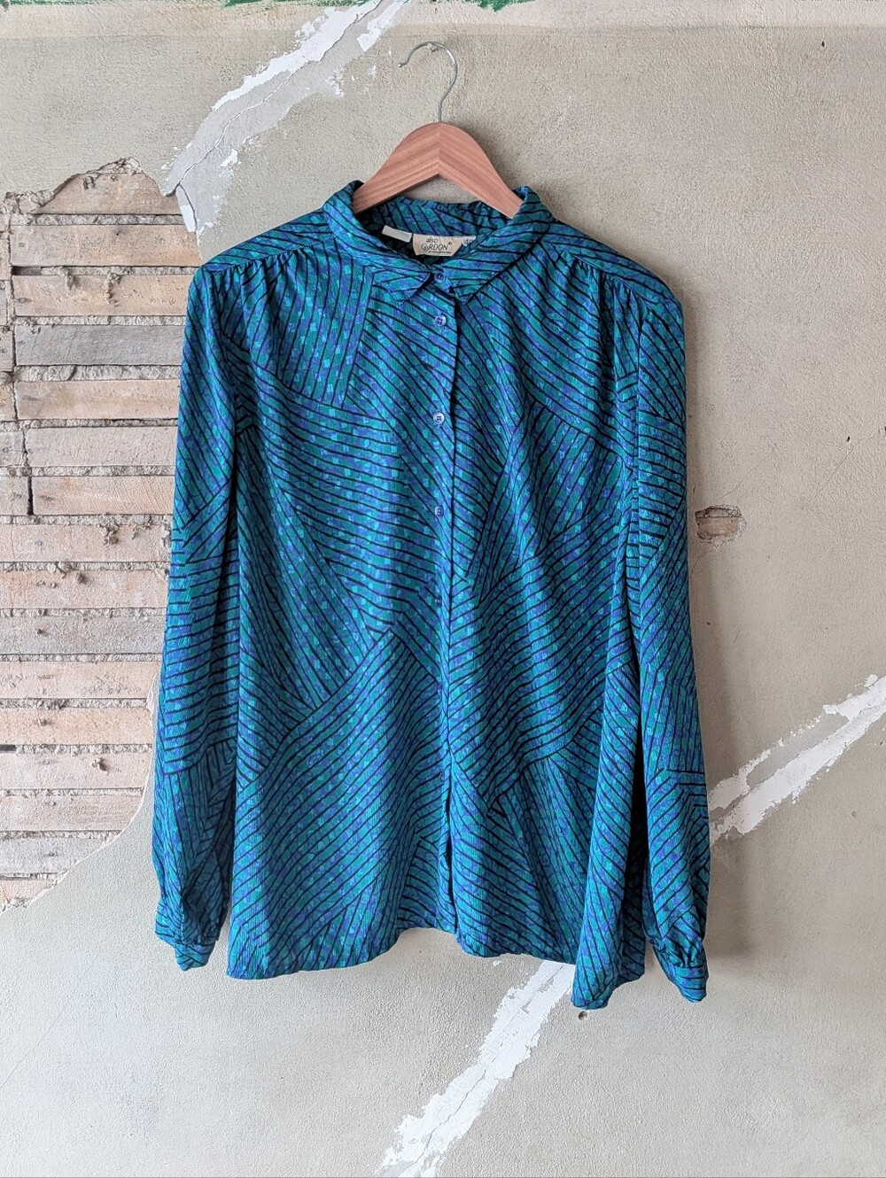 Vintage 1970s Geometric Striped Blouse